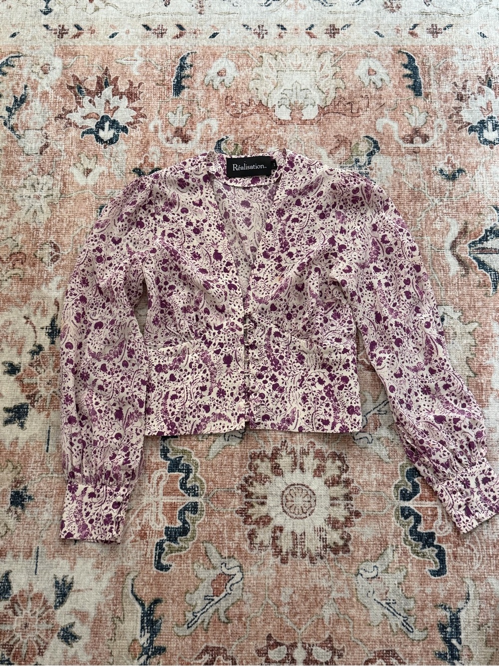 Realisation Par Purple Floral Button-Front Blouse